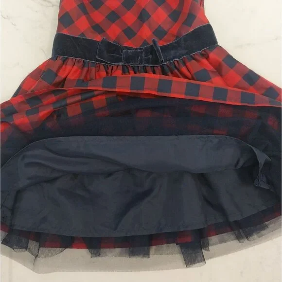 Cat & Jack Girls Navy Blue and Red Checkered Sleeveless Dress sz 2T - Picture 4 of 5